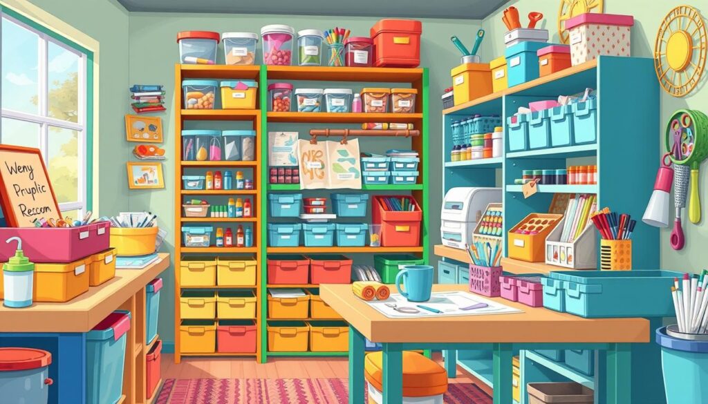 organizing craft supplies on a budget